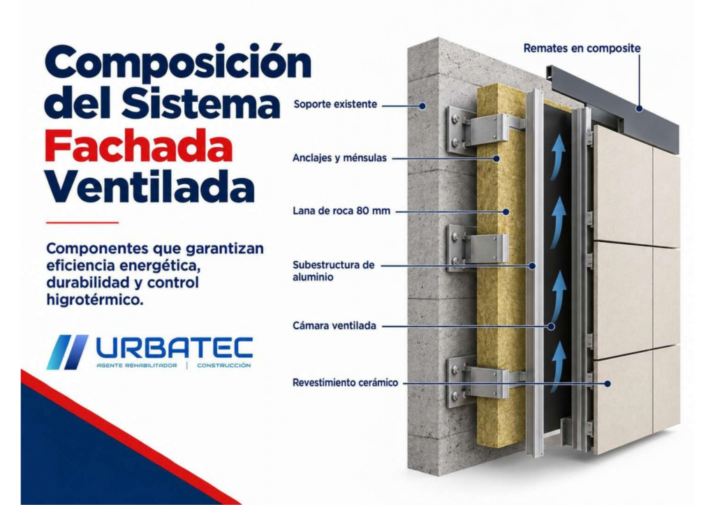 Composición técnica de una fachada ventilada