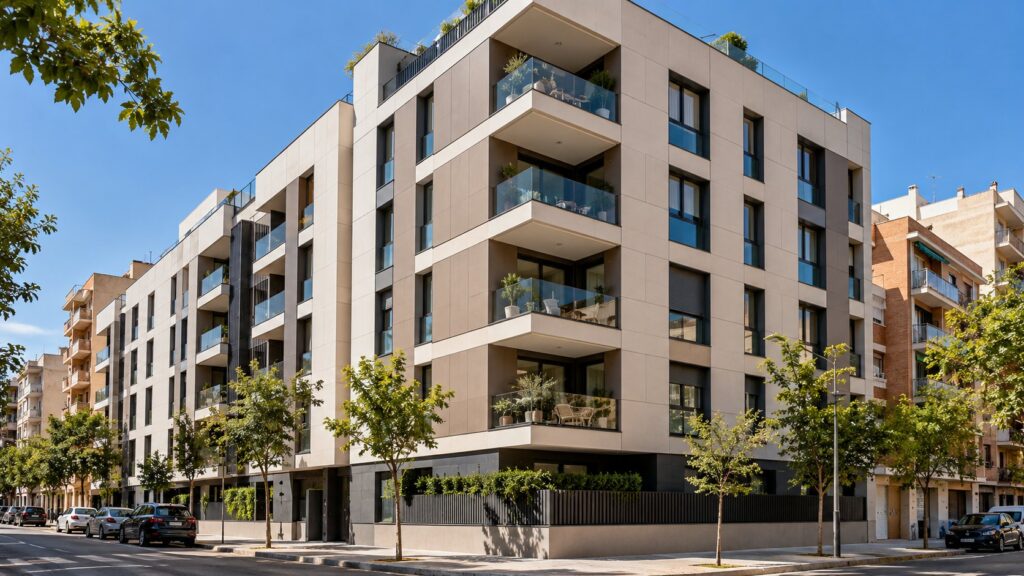 Edificio residencial con fachada ventilada de revestimiento cerámico